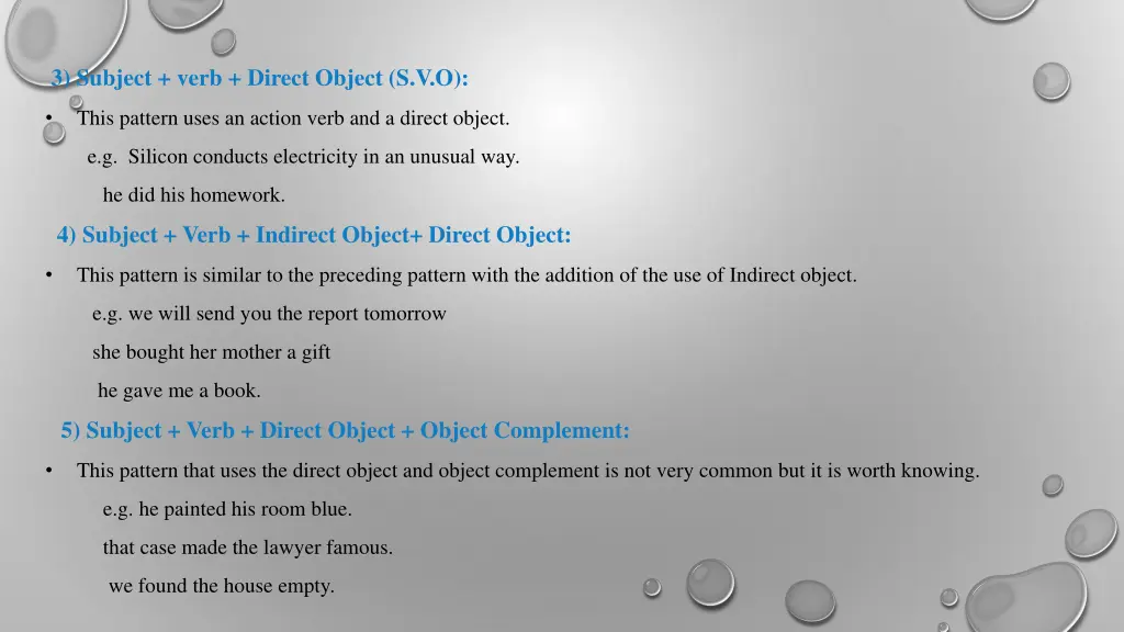 3 subject verb direct object s v o