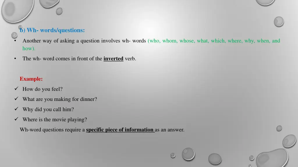 b wh words questions