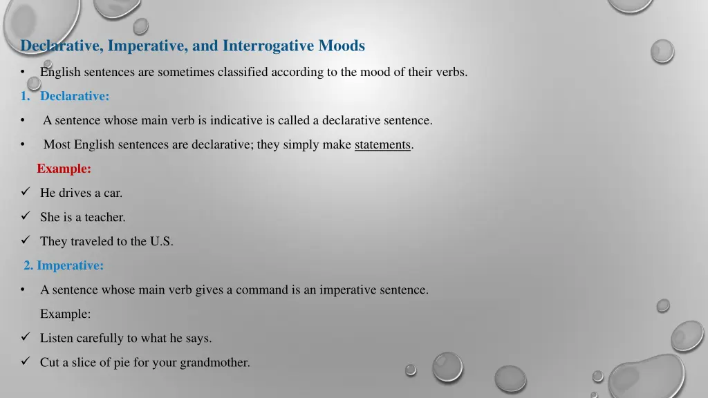declarative imperative and interrogative moods
