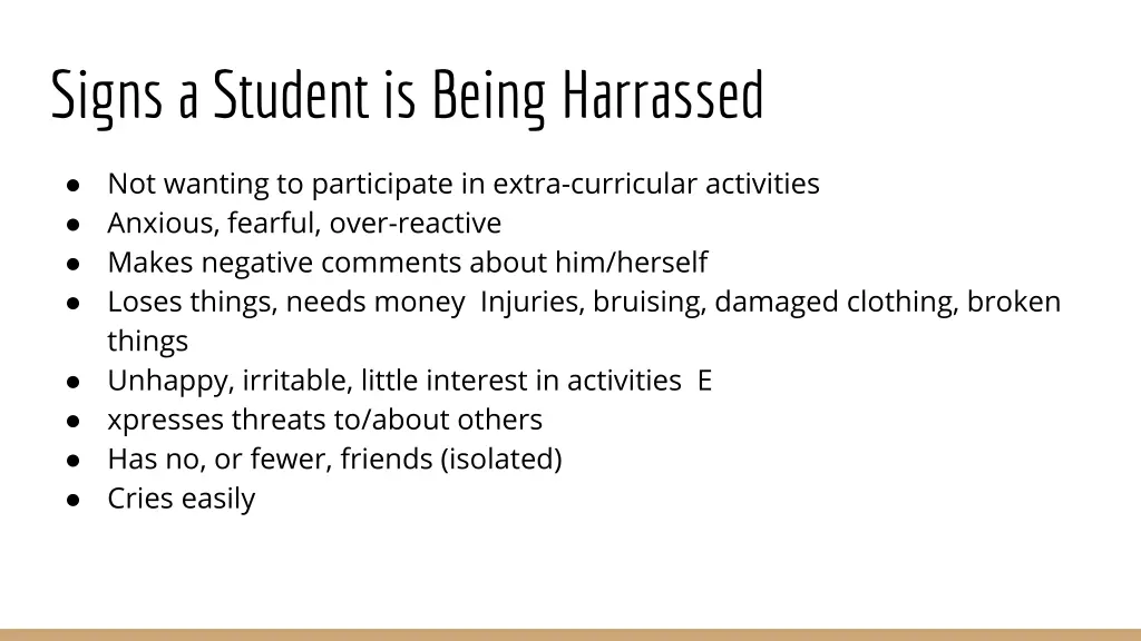 signs a student is being harrassed 1