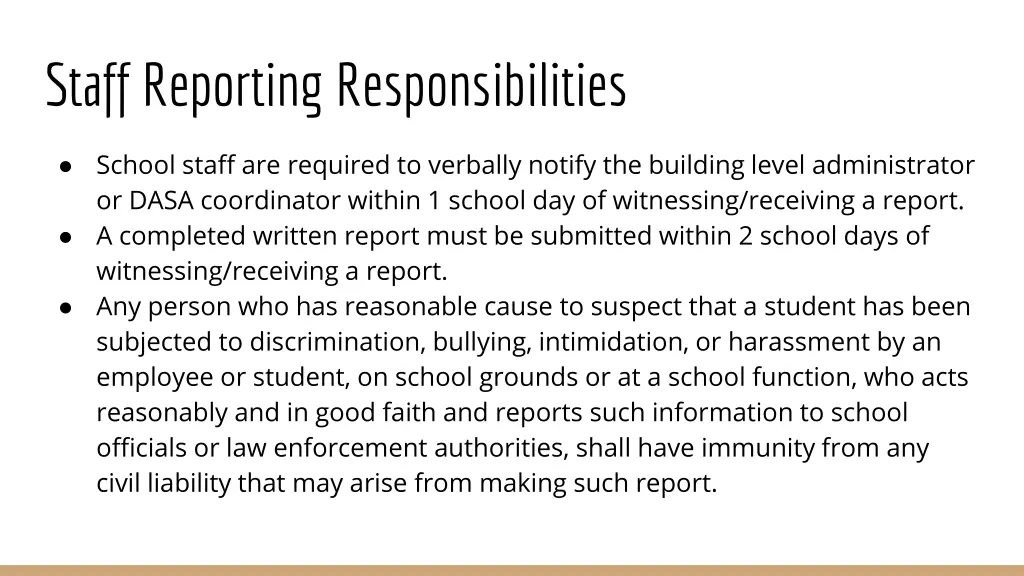 staff reporting responsibilities