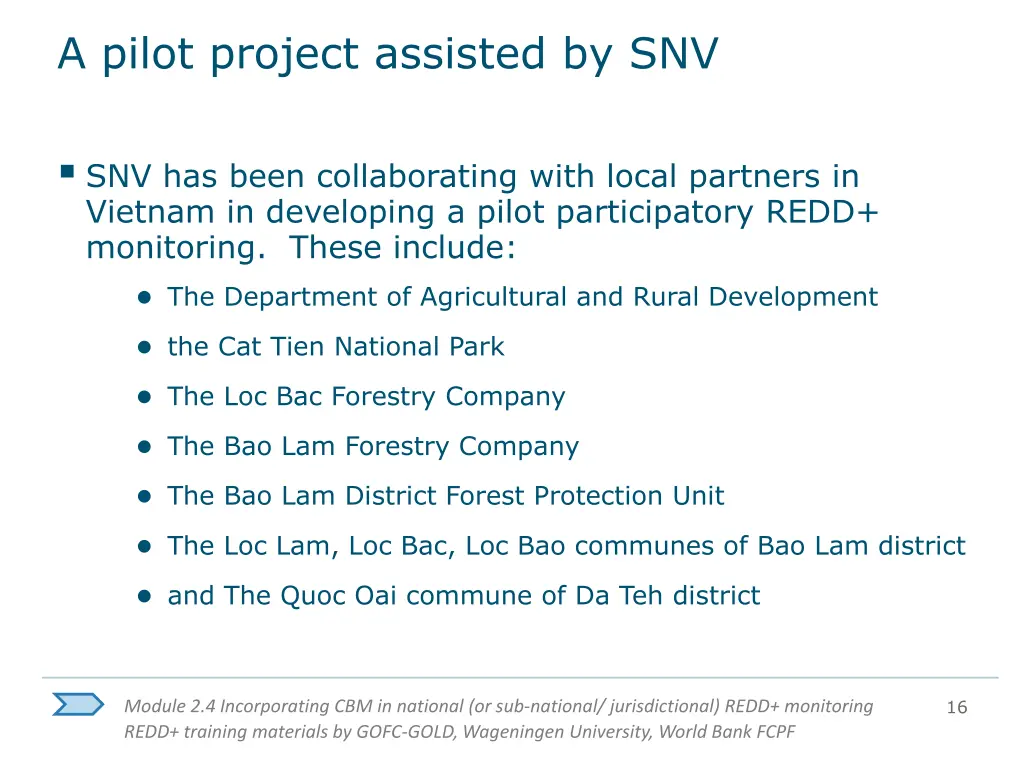 a pilot project assisted by snv