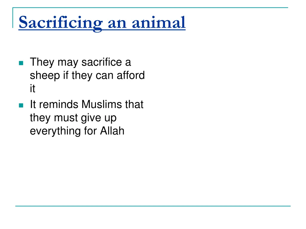 sacrificing an animal