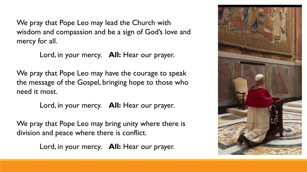 we pray that pope leo may lead the church with