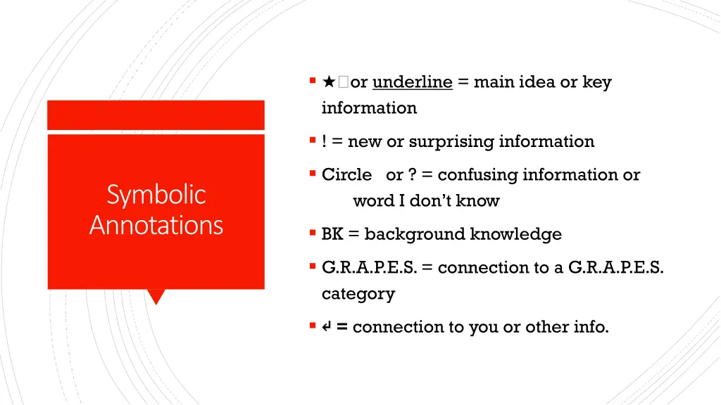 or underline main idea or key information