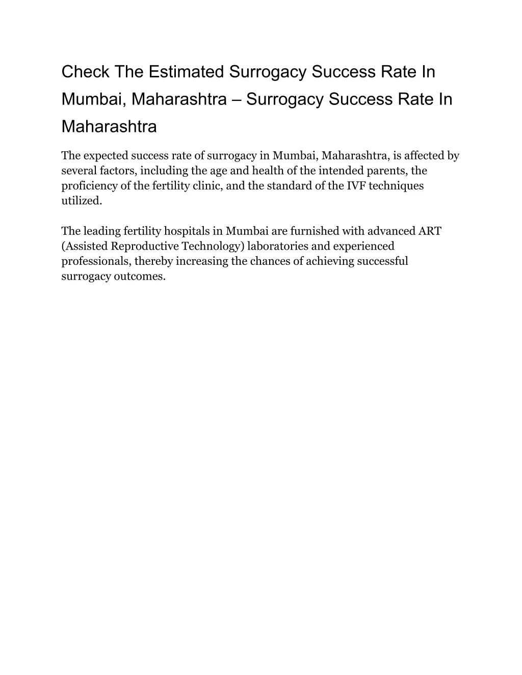 check the estimated surrogacy success rate