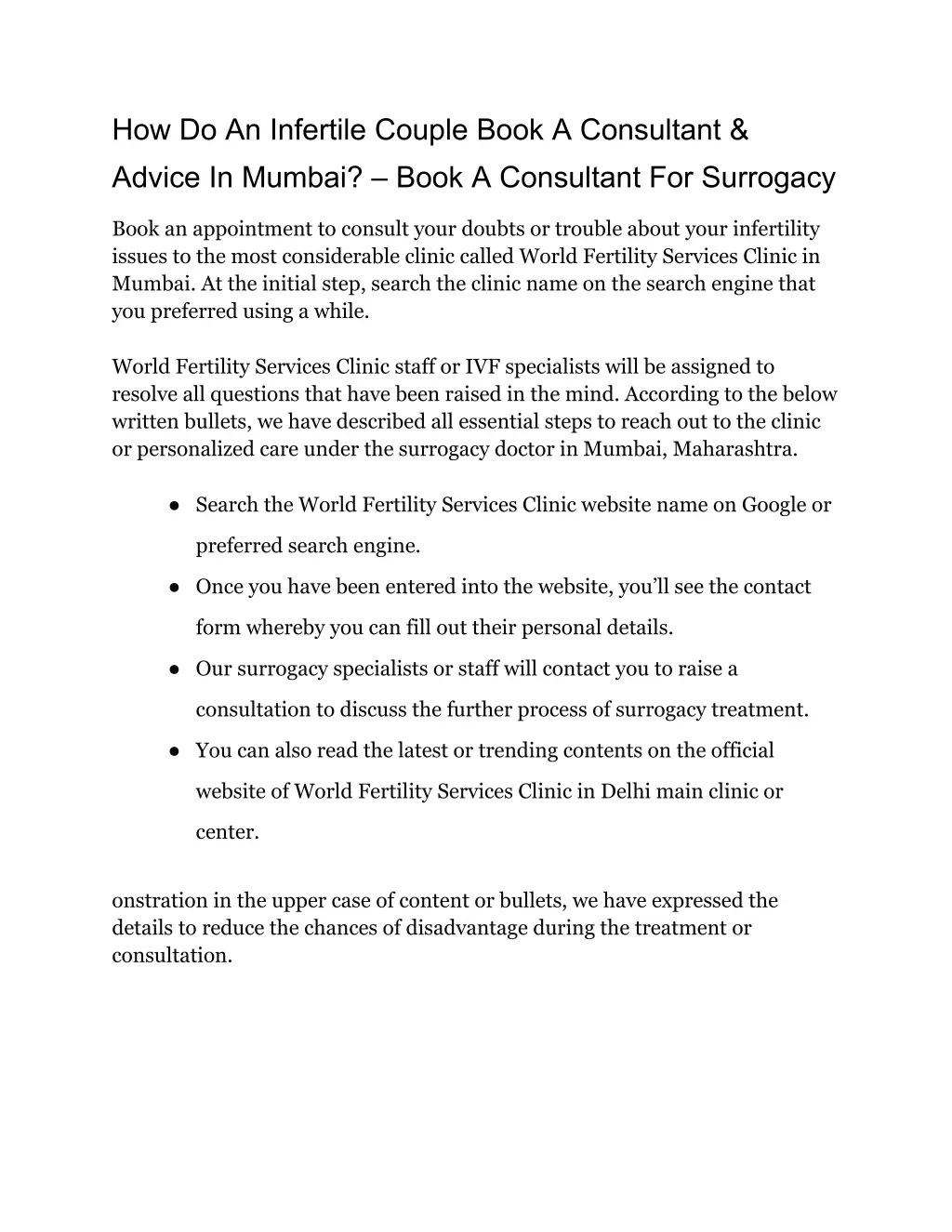 how do an infertile couple book a consultant
