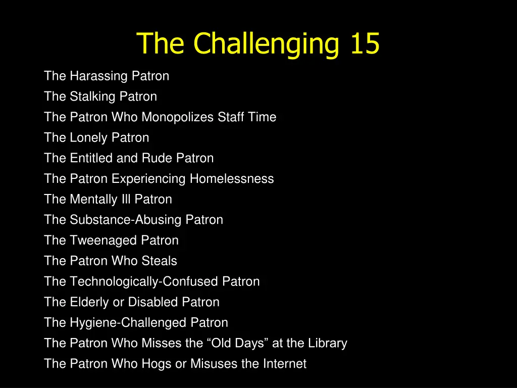 the challenging 15