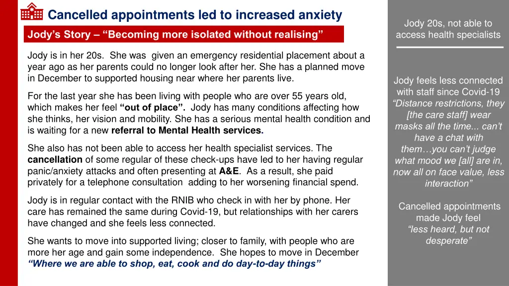 cancelled appointments led to increased anxiety