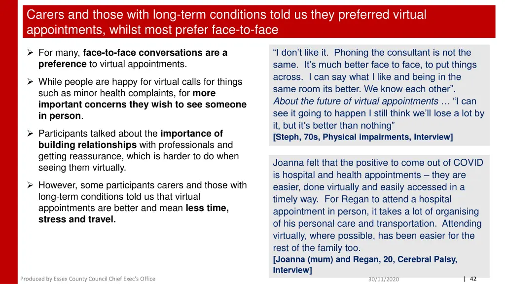 carers and those with long term conditions told