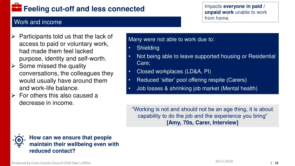 impacts everyone in paid unpaid work unable