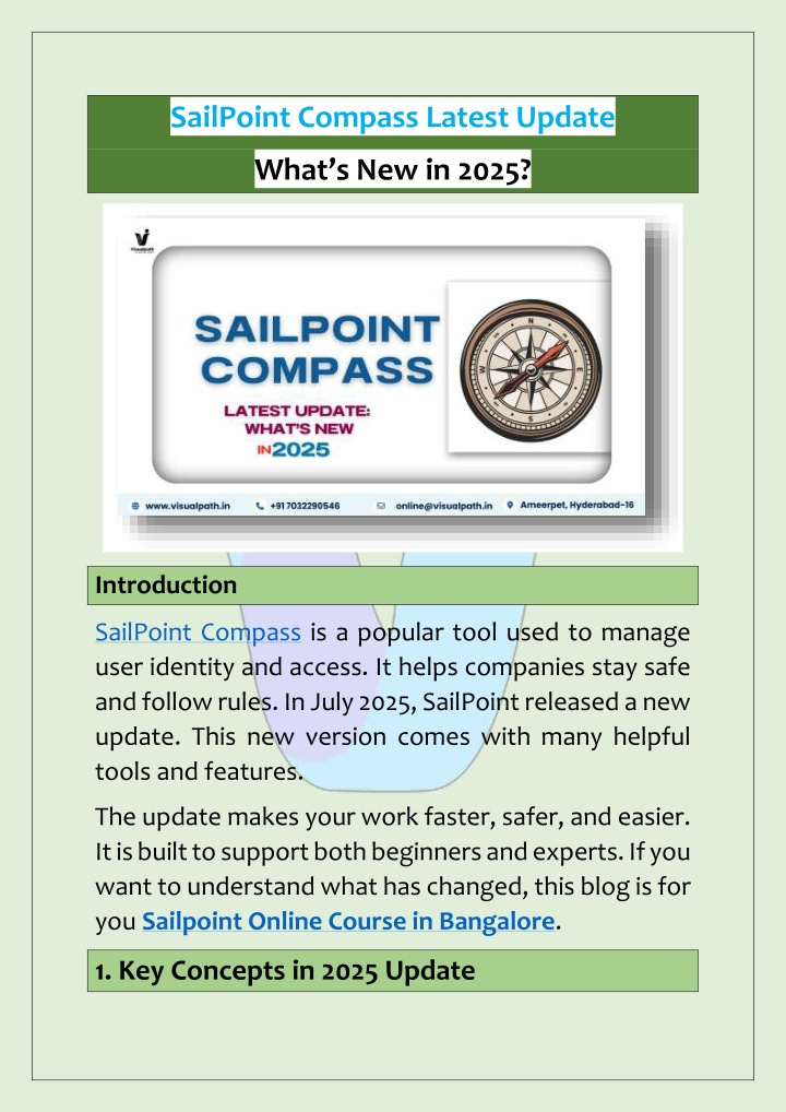 sailpoint compass latest update