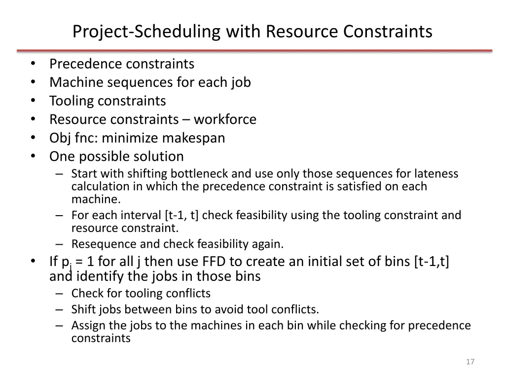project scheduling with resource constraints 2