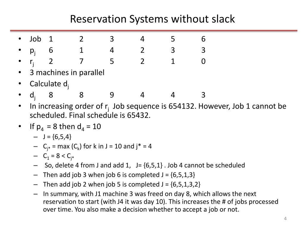 reservation systems without slack 1