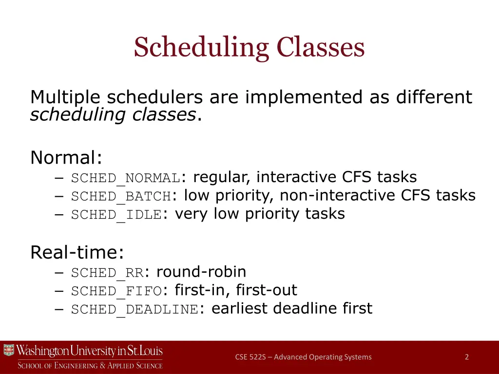 scheduling classes