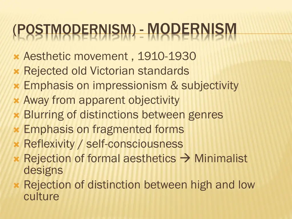 postmodernism modernism