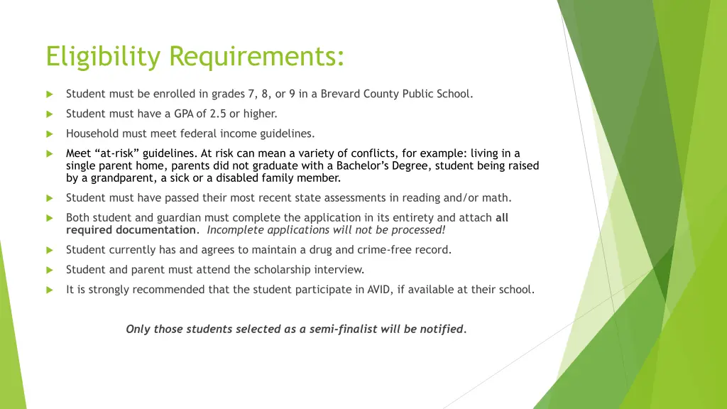 eligibility requirements