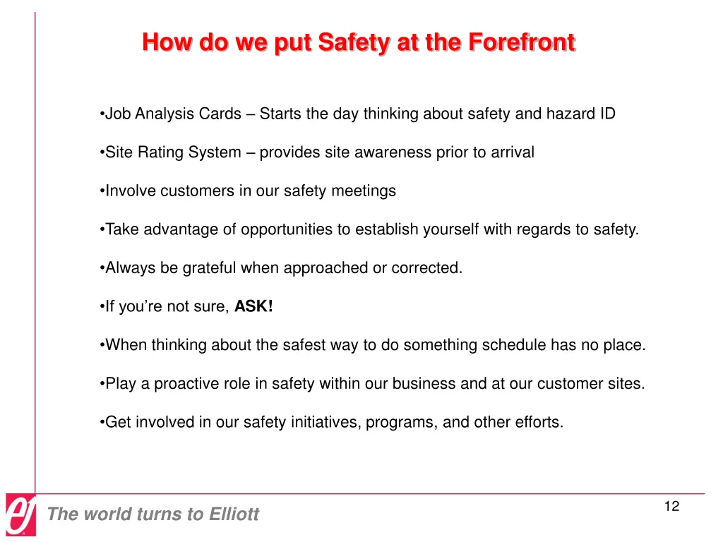 how do we put safety at the forefront