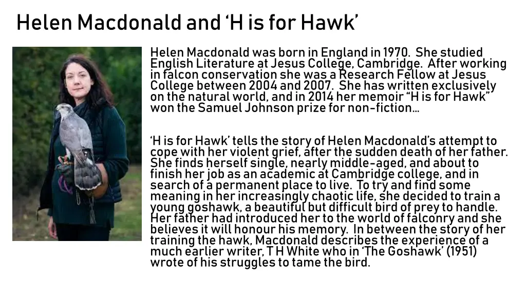 helen macdonald and h is for hawk