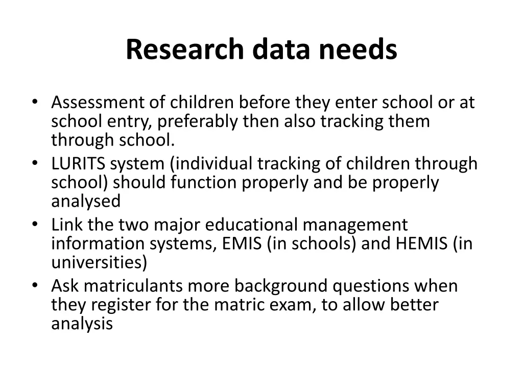 research data needs