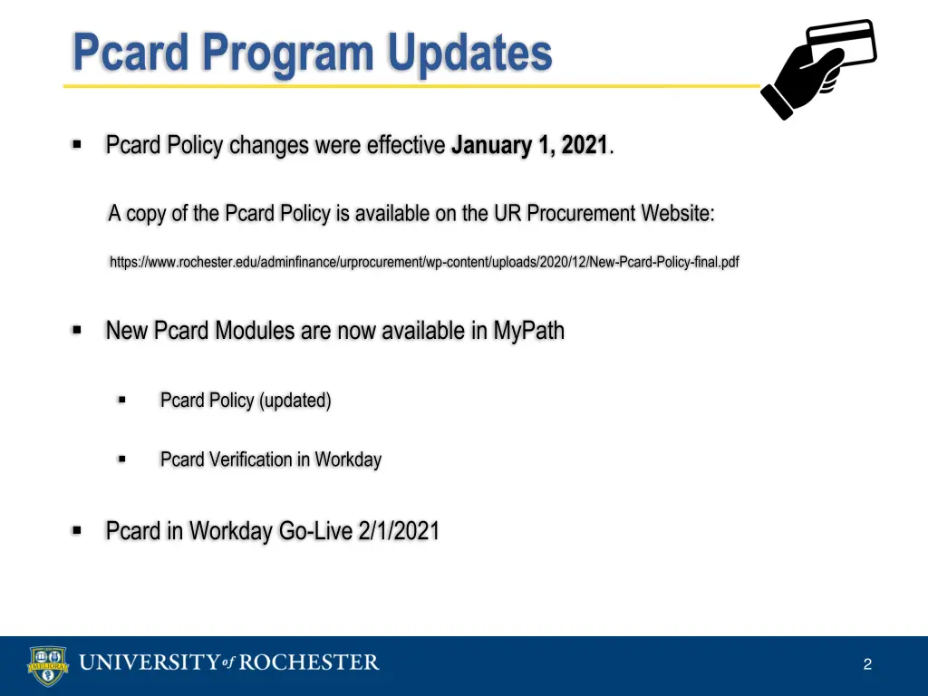 pcard program updates