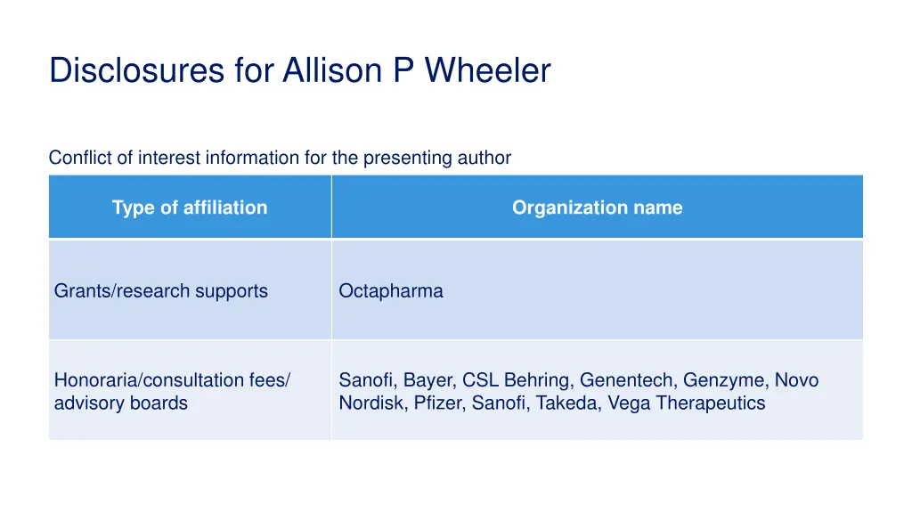 disclosures for allison p wheeler