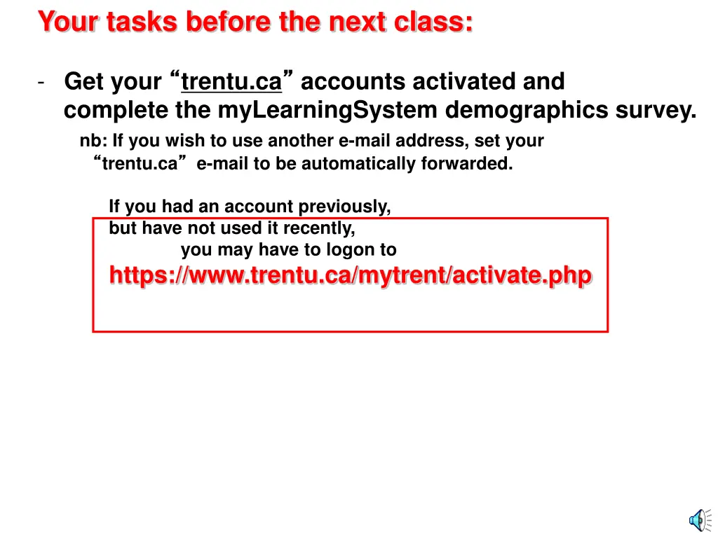 your tasks before the next class 1