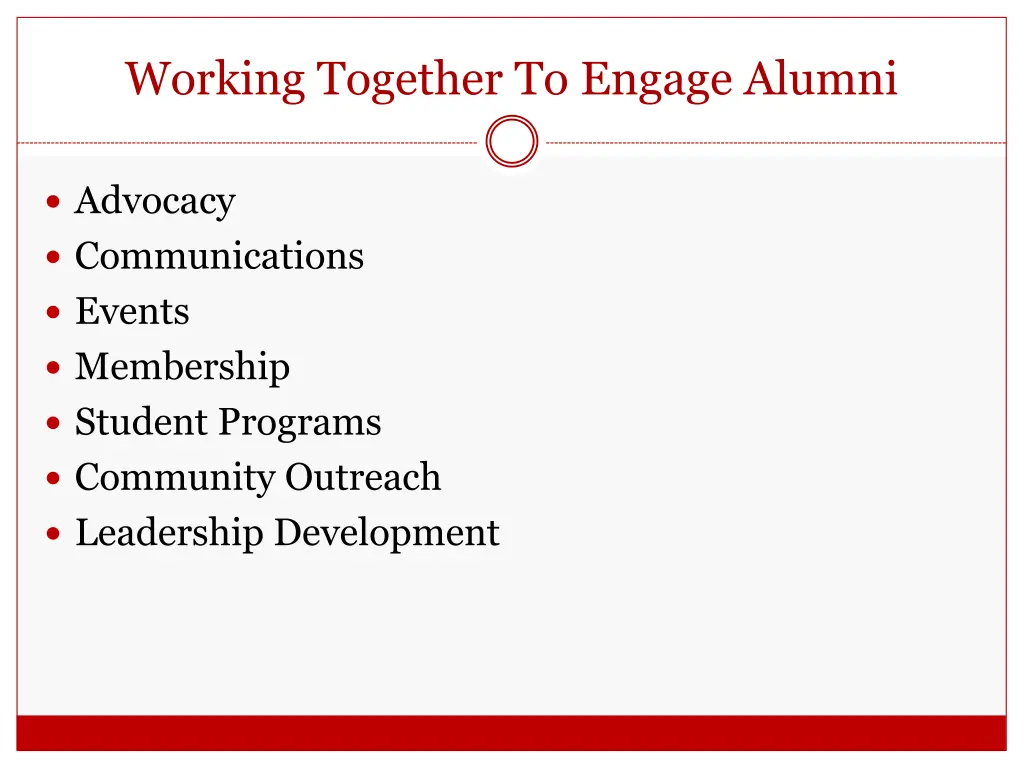 working together to engage alumni