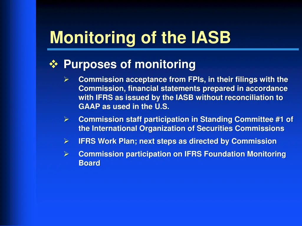 monitoring of the iasb