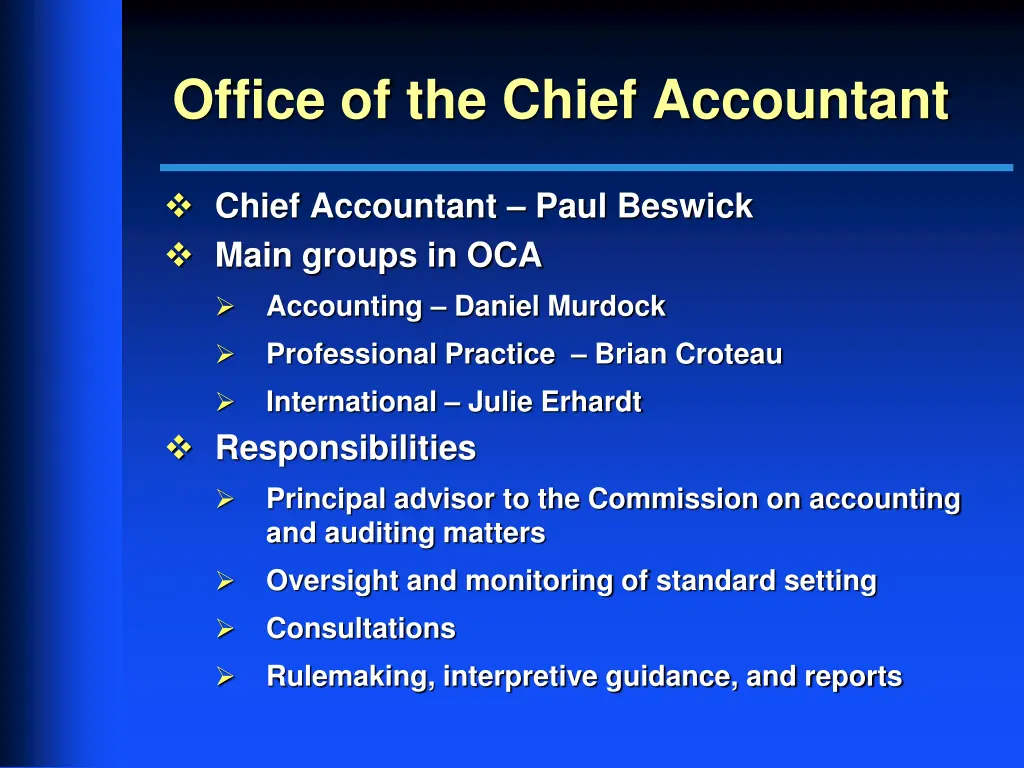 office of the chief accountant