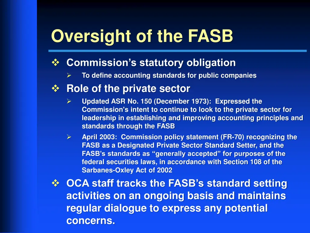 oversight of the fasb