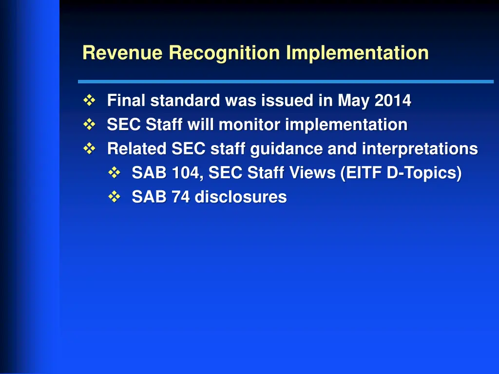 revenue recognition implementation