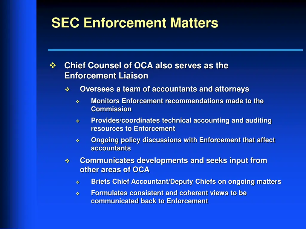 sec enforcement matters