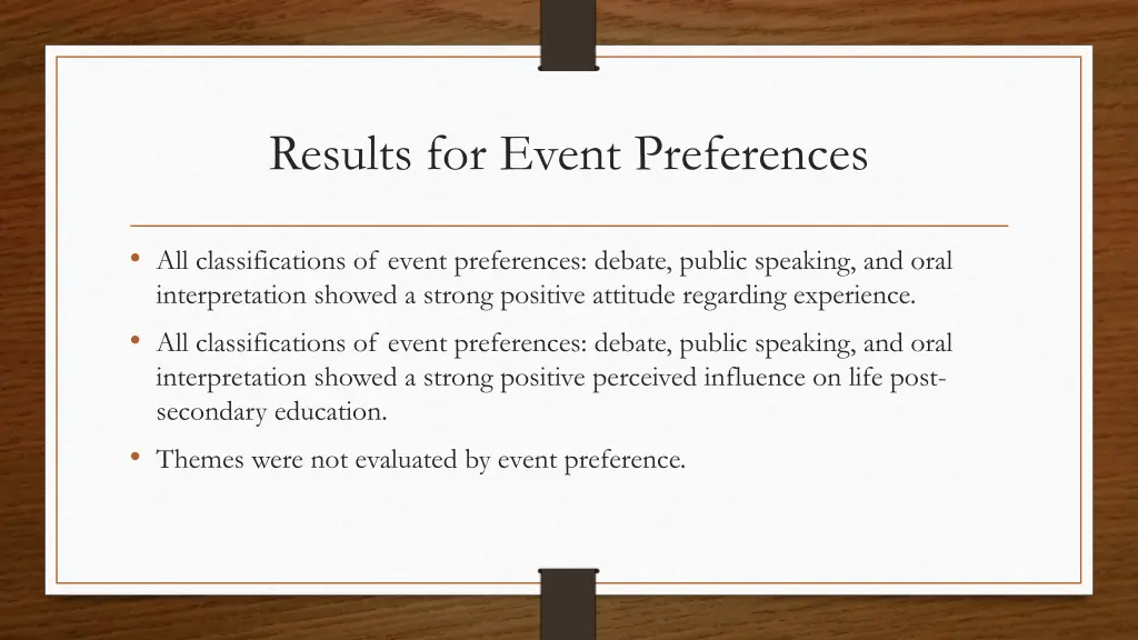 results for event preferences