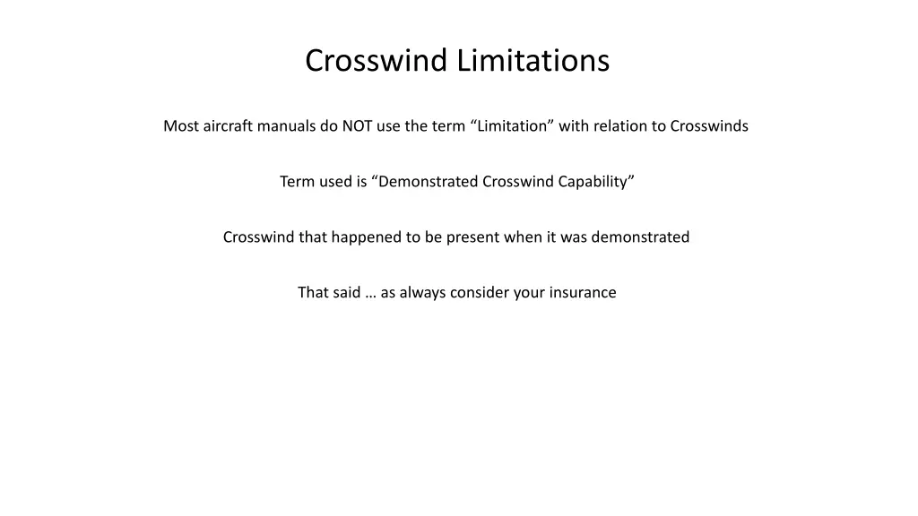 crosswind limitations
