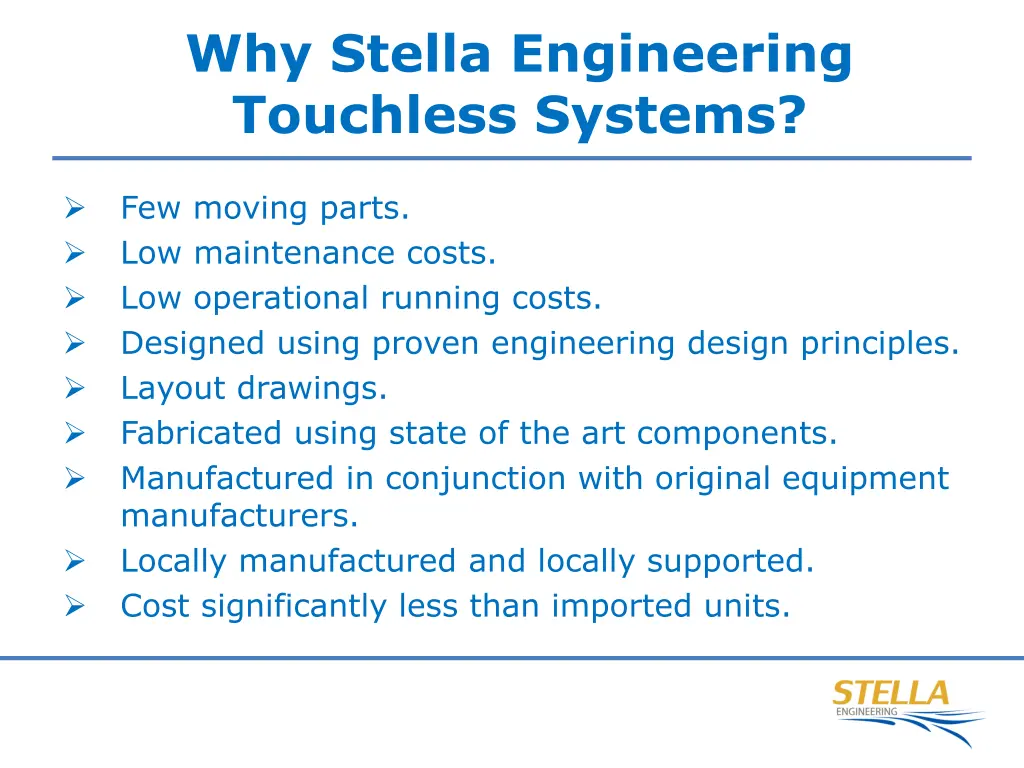 why stella engineering touchless systems