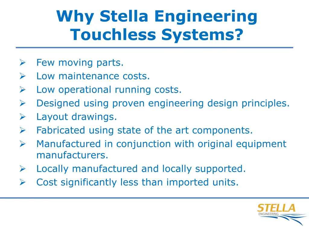 why stella engineering touchless systems