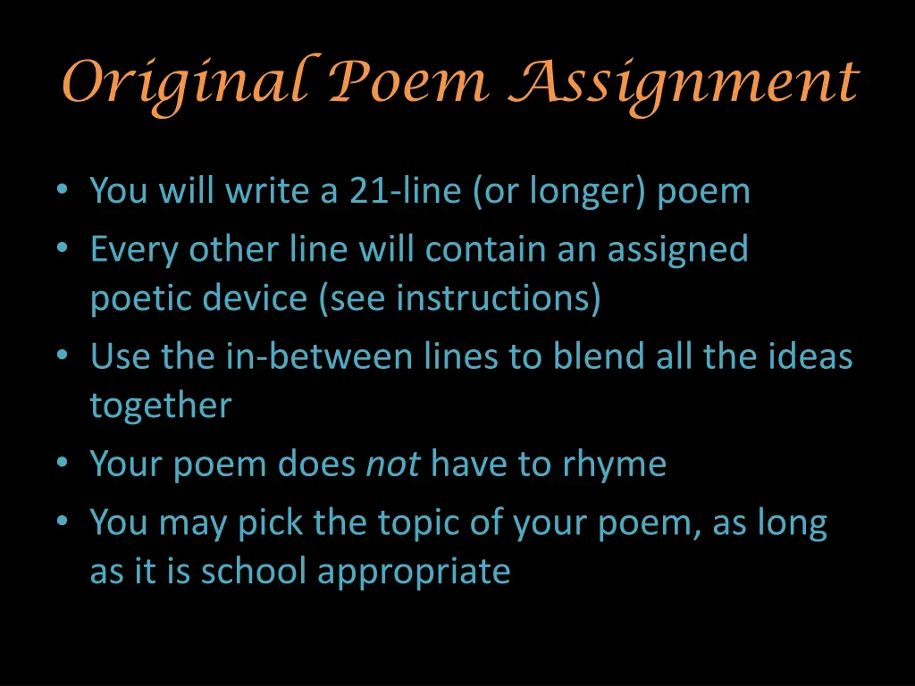 original poem assignment