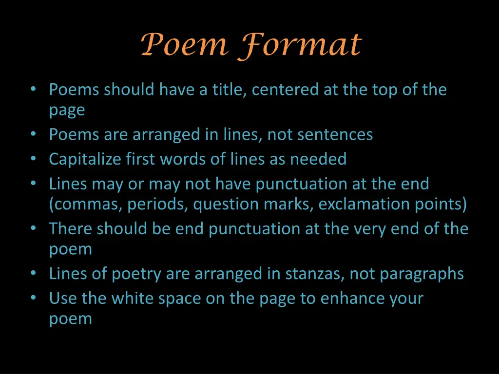 poem format