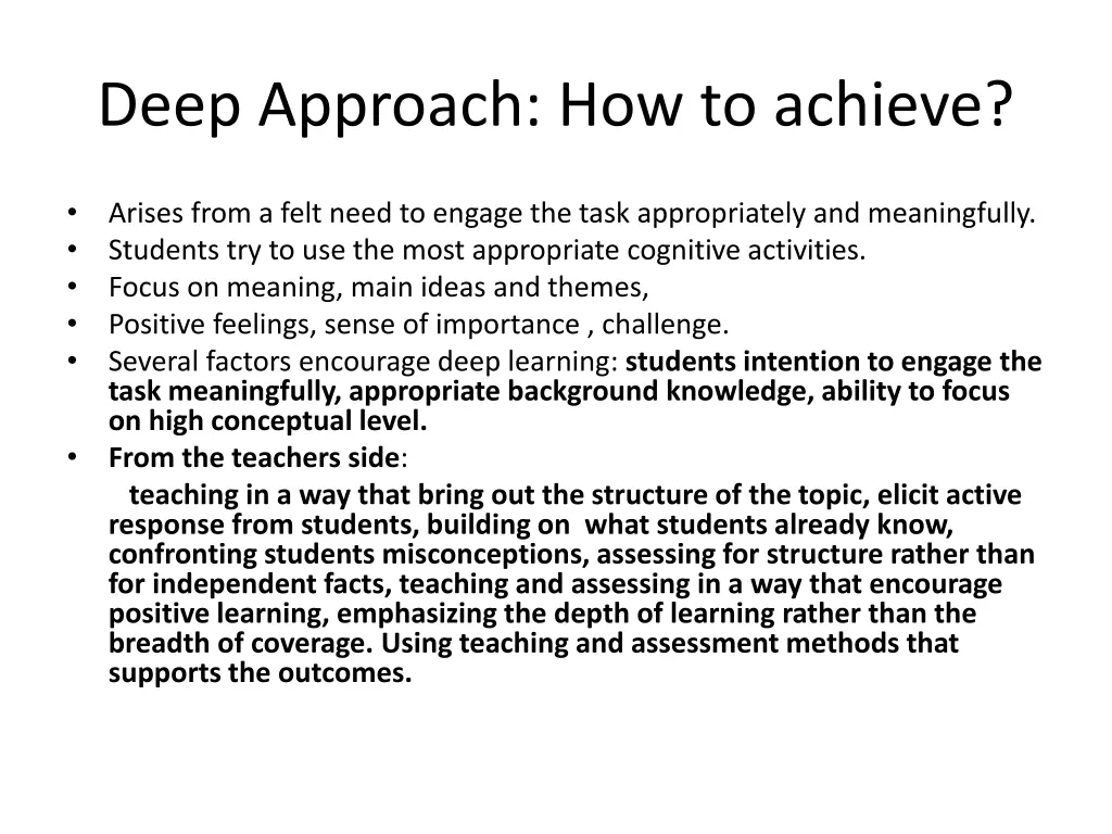 deep approach how to achieve