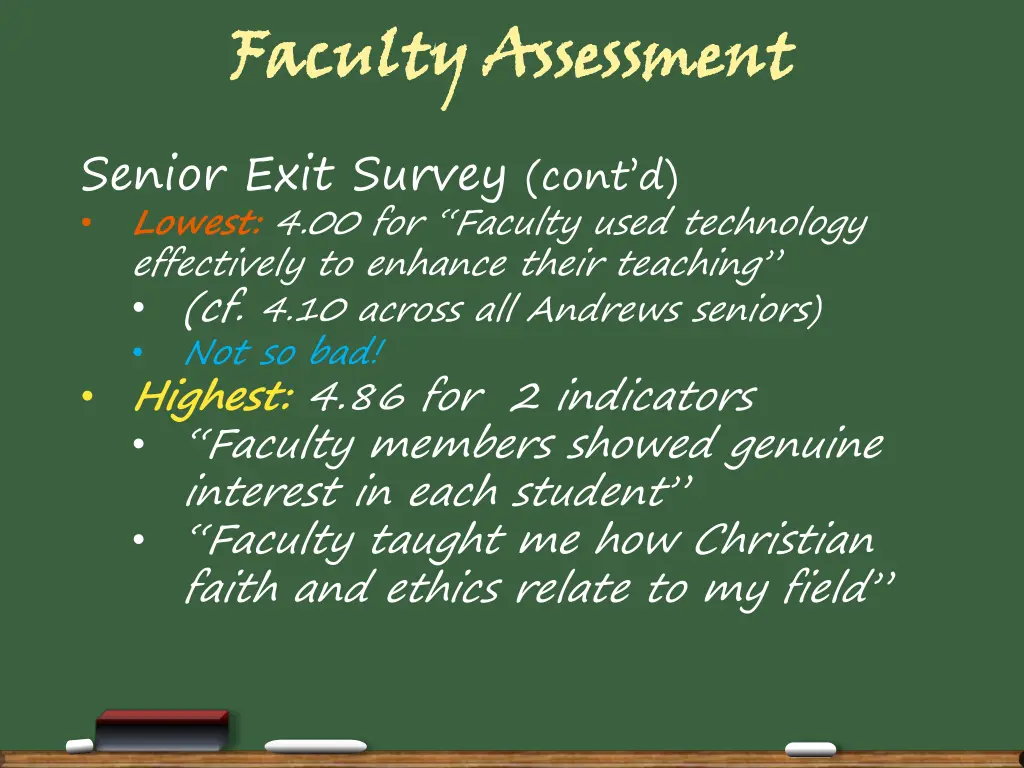faculty assessment senior exit survey cont