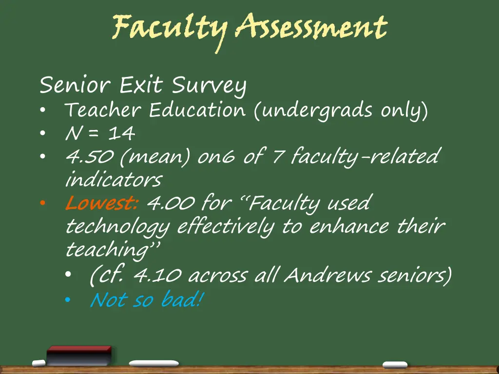faculty assessment senior exit survey teacher
