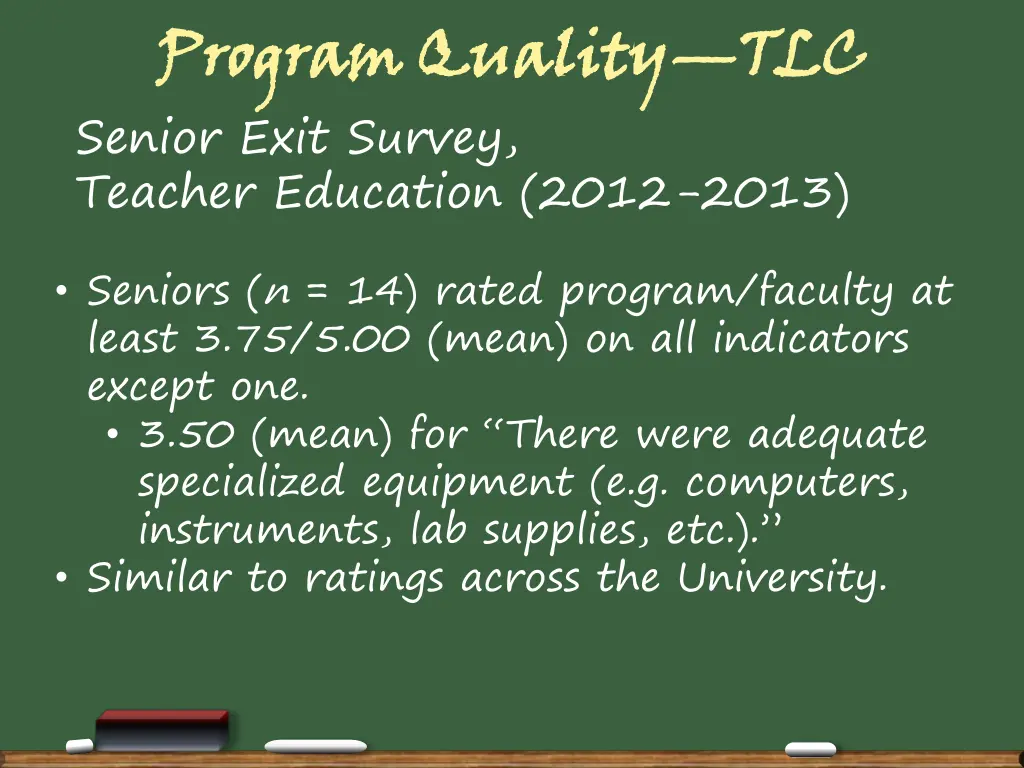 program quality senior exit survey teacher