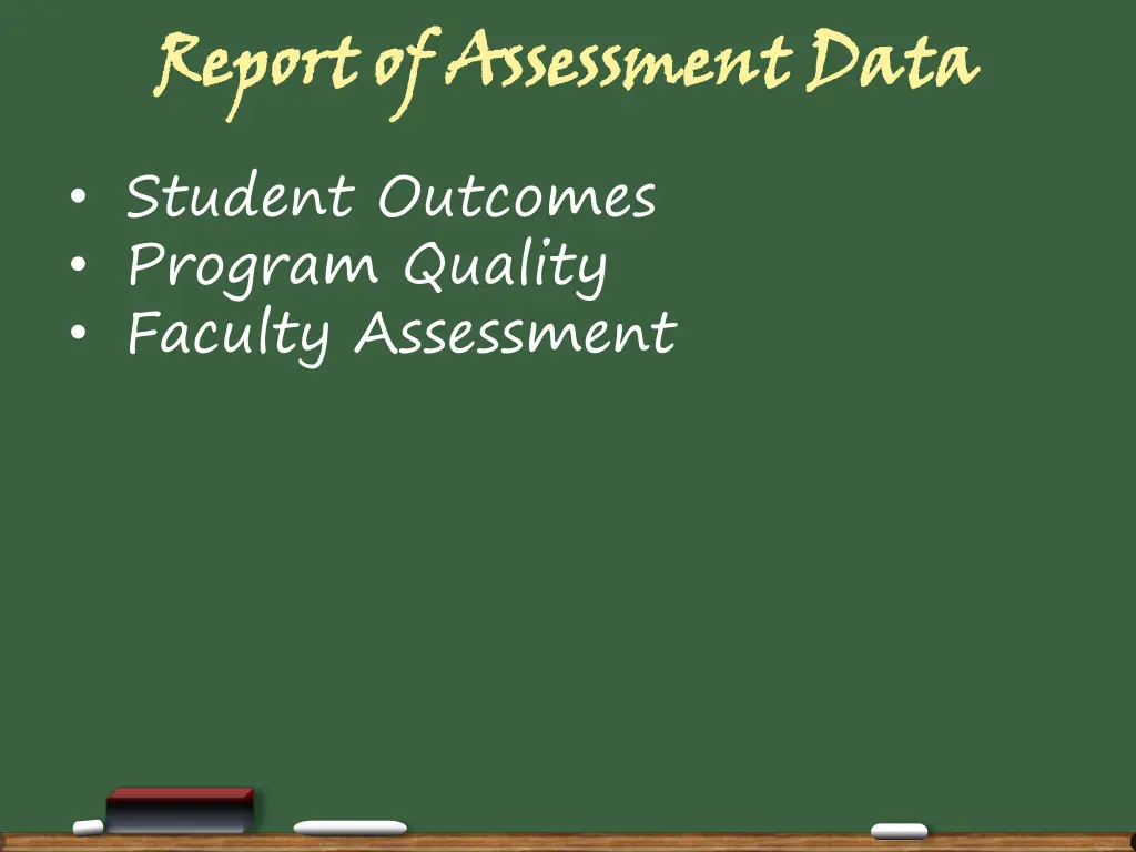 report of assessment data student outcomes