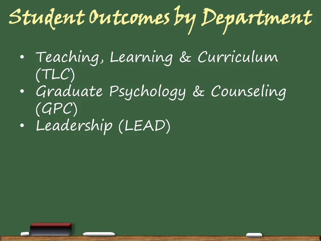 student outcomes by department