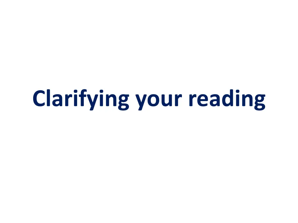 clarifying your reading