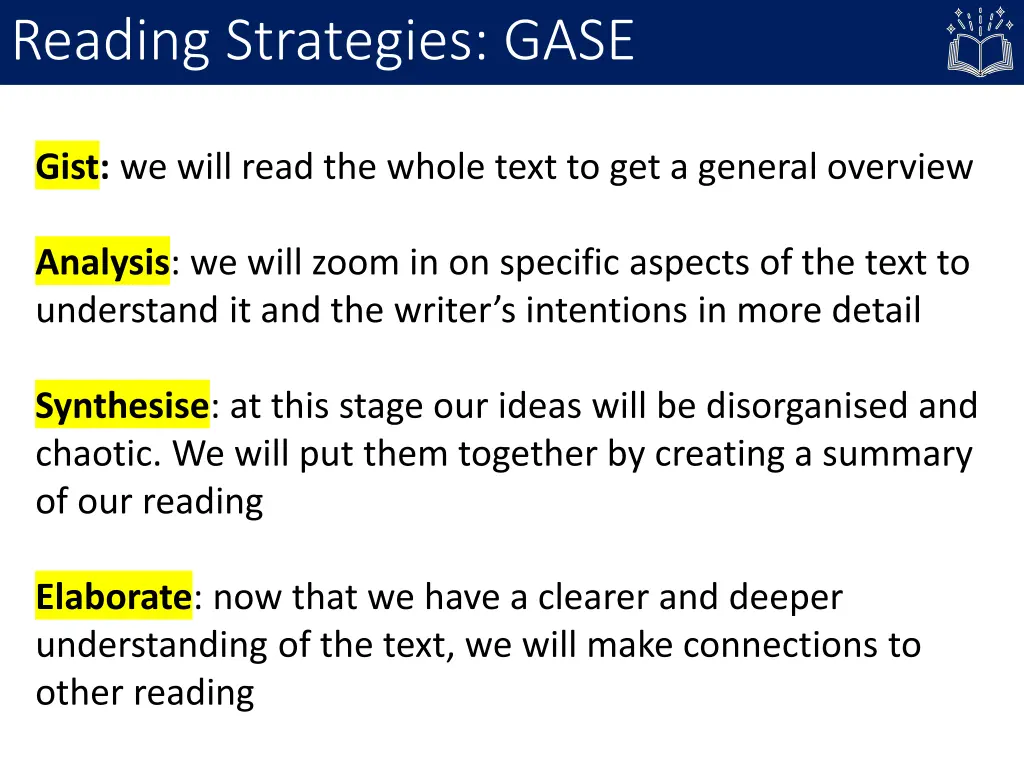 reading strategies gase