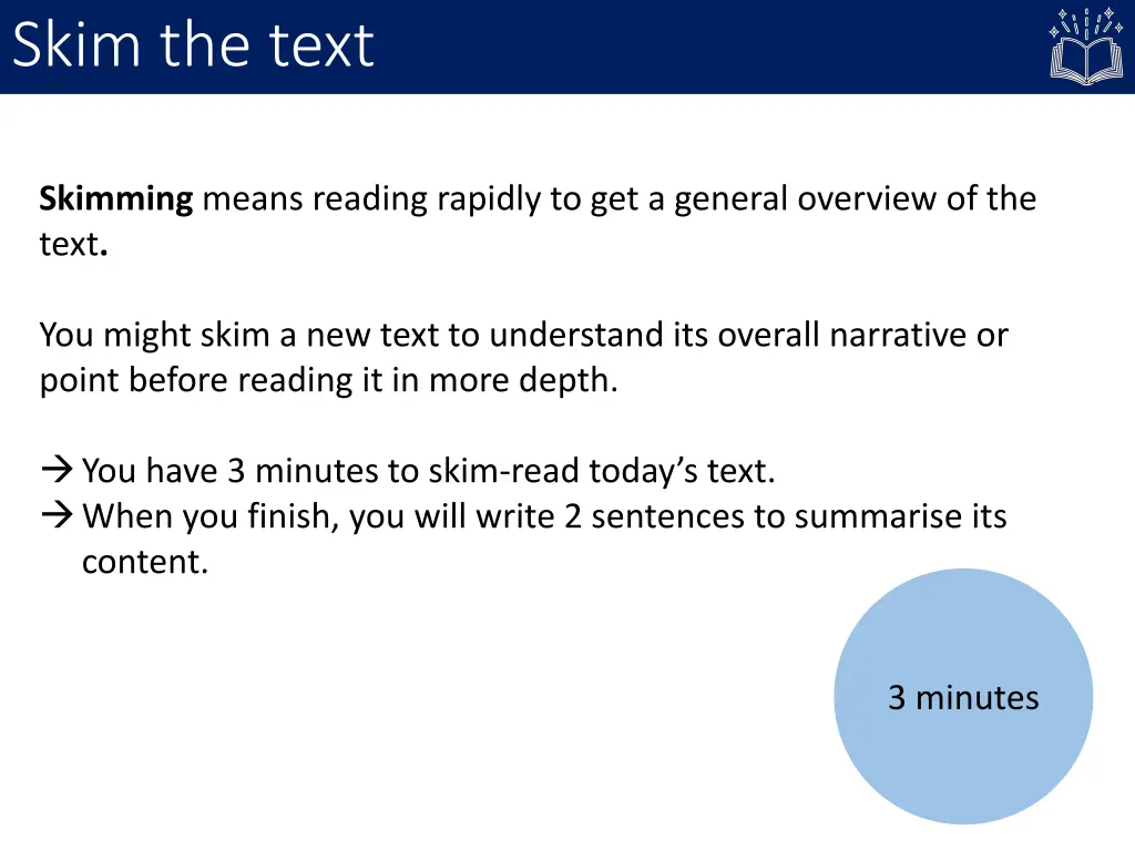 skim the text