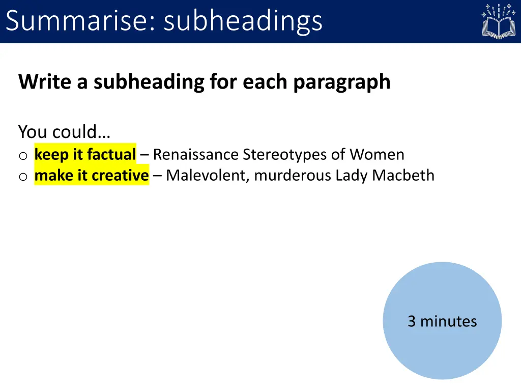summarise subheadings