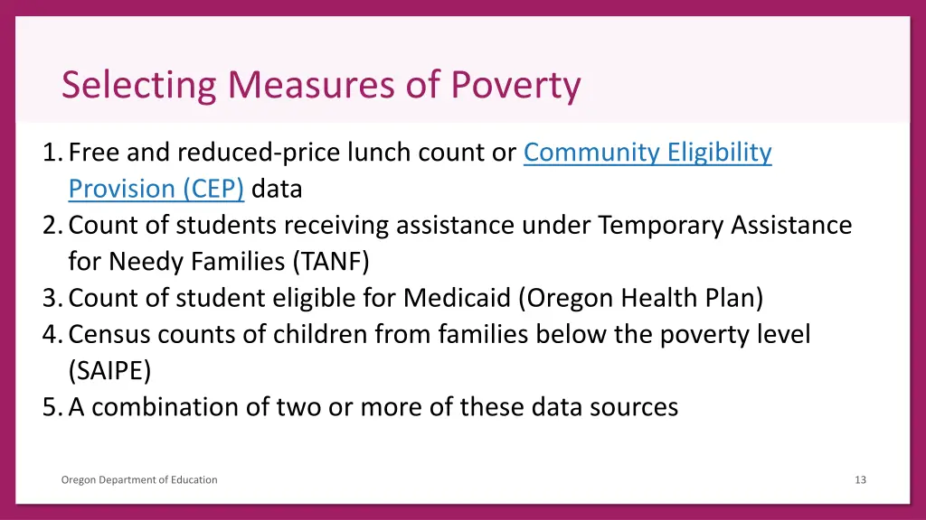 selecting measures of poverty